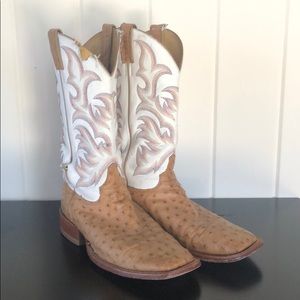 Justin Full Quill Ostrich Square Toe Boots